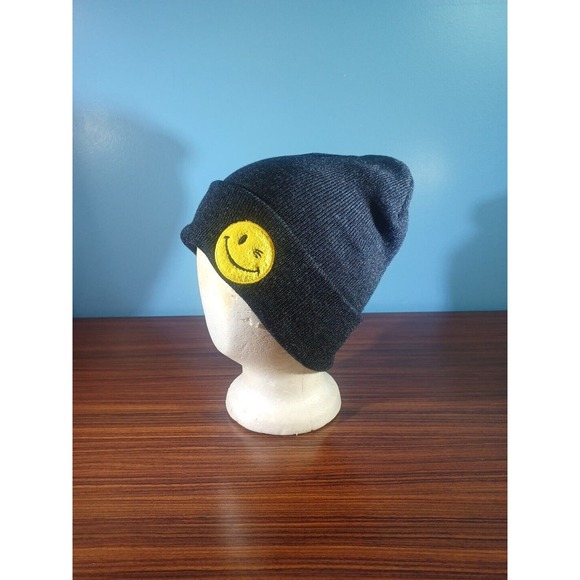 S G Footwear Other - Black Beanie Hat Winking Emoji Fuzzy Face SG FOOTWEAR One Size Cuffed